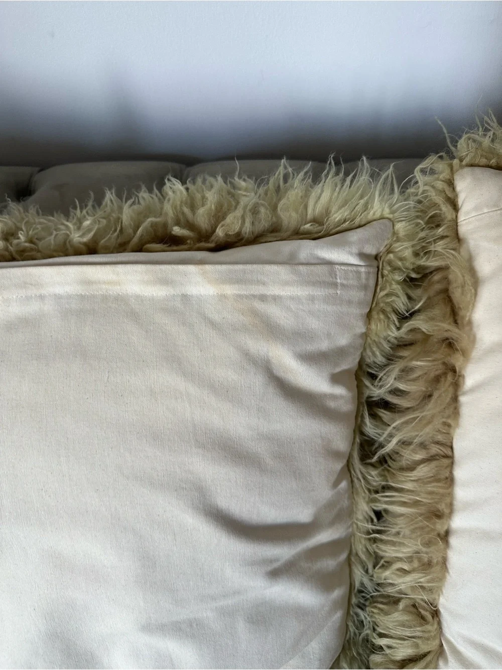 Set of Two Decorative Sheep Wool Pillows